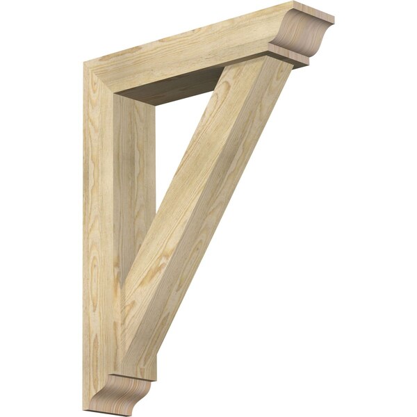 Ekena Millwork Traditional Traditional Rough Sawn Bracket w/ Offset Brace, Douglas Fir, 6"W x 26"D x 34"H BKT0604X26X34TRA01RDF - main